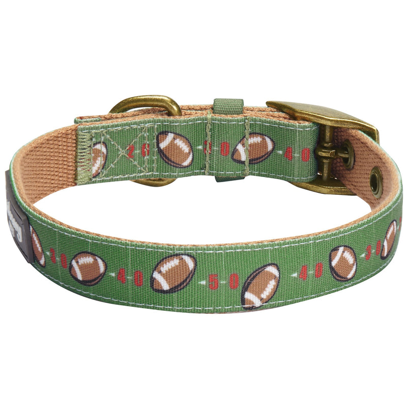 [Australia] - Blueberry Pet 5 Patterns Durable Sports Fan Canvas Dog Collars Collar - (13"-16.5") Neck * 3/4" Wide Sports - Football 
