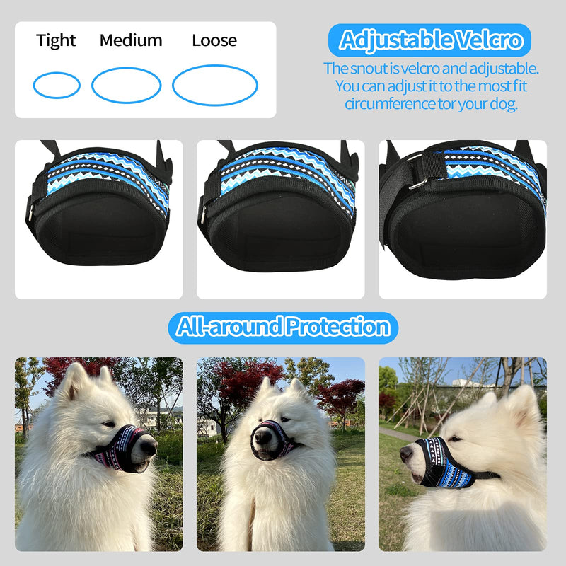 TANDD Dog Muzzle for Small Medium Large Dogs, Dog Muzzles for Biting Barking and Chewing, Puppy Muzzle Soft Nylon Drinkable Breathable Adjustable Loop Muzzle Anti-Dropping S Blue - PawsPlanet Australia