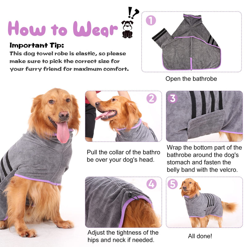 HezzLuv Microfibre Dog Towel Dog Bathrobe Super Absorbent Dog Drying Coats Pet Bathrobe Towels For Medium And Large Dogs, Quick Drying, Adjustable, For Pets Dogs And Cats, L - PawsPlanet Australia