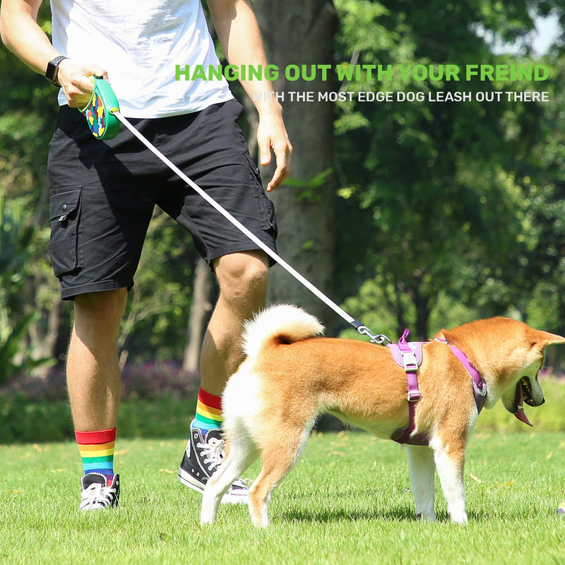 [Australia] - piccpet Camo Retractable Dog Leash, 16FT 360° Tangle-Free Retractable Dog Leash for Small, Medium, Large Dog, Heavy Duty Walking Leash with Anti Slip Handle, Reflective Threads, One-Hand Brake Green 