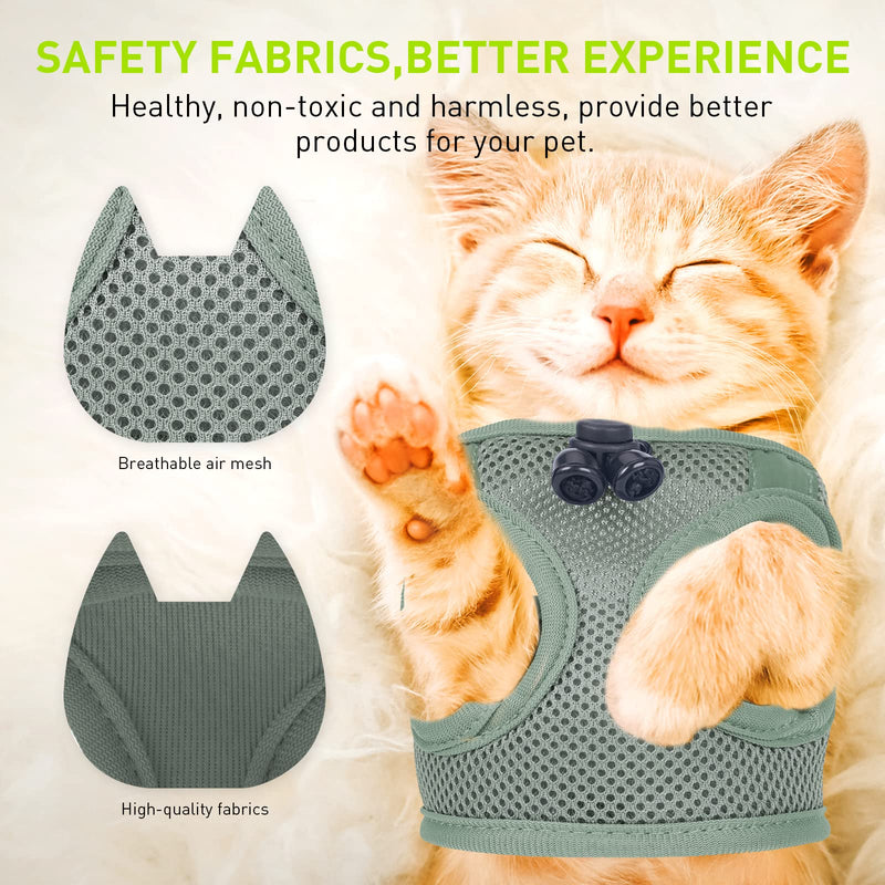 Adjustable Collar Cat Harness Escapeproof: Upgraded Real Escape Proof Soft Mesh Vest with Lead for Kitten, No Pull No Choke Reflective Harnesses Leash Set for Pet Kitty Outdoor Walking Running Safety - PawsPlanet Australia