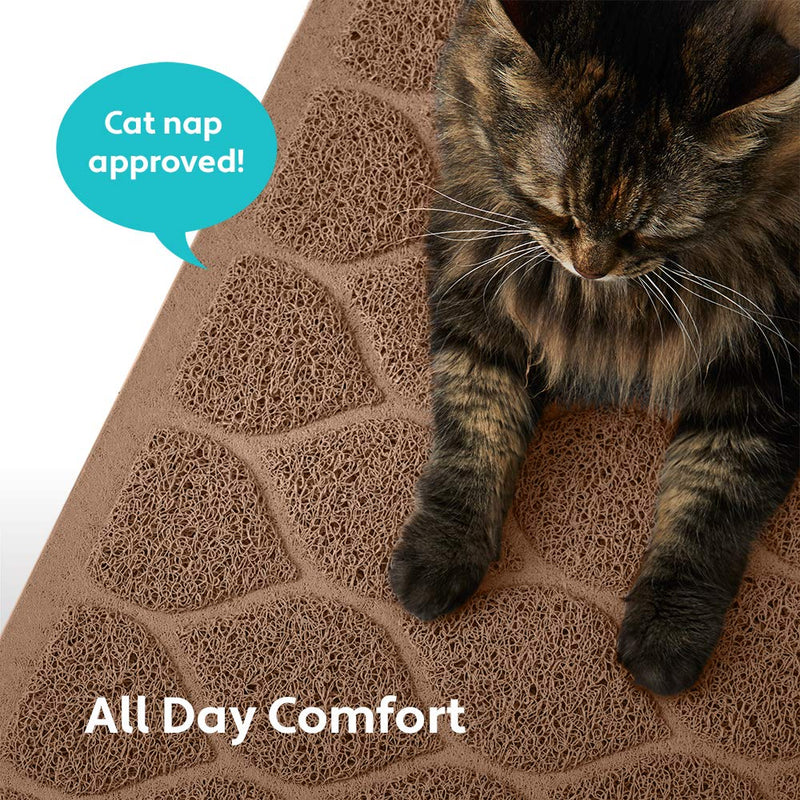 MIGHTY MONKEY Premium Cat Litter Mat, Best Scatter Control, Litter Trapping Mat, Easy to Clean, Under Litter Box Mat, Slip Resistant Backing, Soft on Kitty Cats Paws, Mesh, Keeps Floor Clean Extra Large (35" x 23") Latte - PawsPlanet Australia