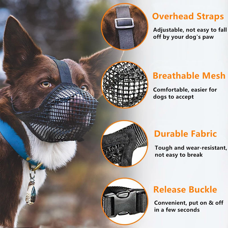 gotyou Muzzle for dogs, dog training muzzle, dog muzzle, muzzle for dogs with rounded mesh, breathable muzzle for dogs, for medium dogs, large dogs, prevents biting, chewing (L). - PawsPlanet Australia