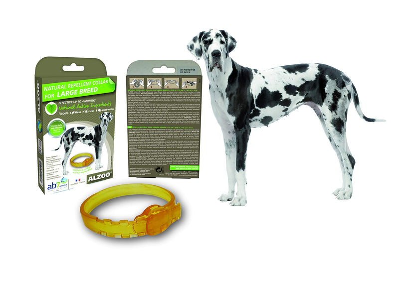 ALZOO Natural Repellent Diffusing Dog Collar | Repels Fleas, Ticks, Dust-Mites Using Natural Active Ingredients | for Large Sized Dogs | Phtalate and PVC Free - PawsPlanet Australia