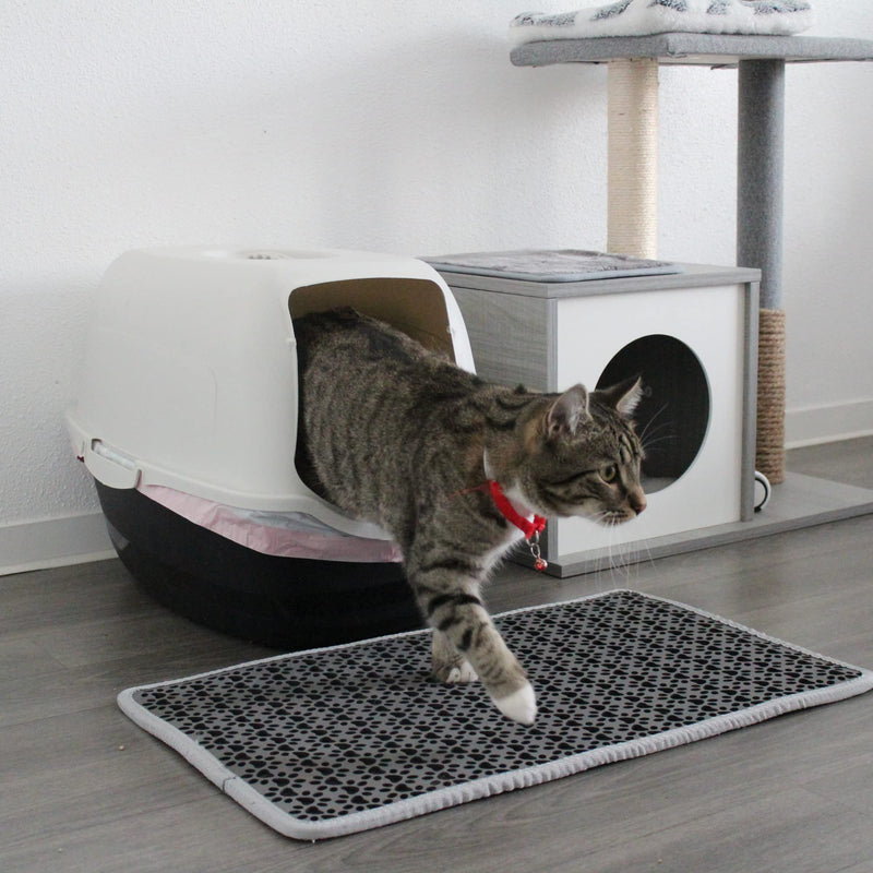 Bazerga cat litter box mat, cat litter, cat mat, litter box underlay, cat litter box mat, waterproof double layer design mat, %100 EVA made of cat litter boxes & accessories (38-61 cm, grey) 38x61 grey - PawsPlanet Australia