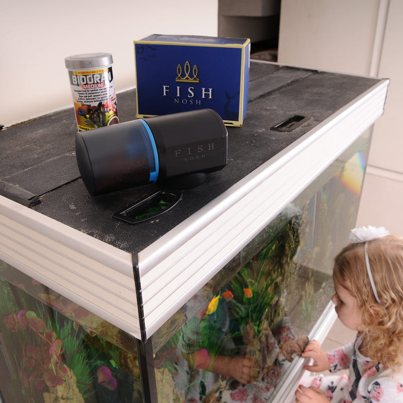 FISHNOSH Automatic Fish Feeder for Aquarium - New Generation 2022, Auto Food Dispenser with Timer for Small Tank, Big Aquariums & Pond - Battery-Operated Feeders for Goldfish, Koi, & More on Weekend - PawsPlanet Australia