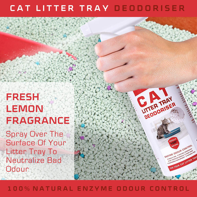 Karlsten Cat Litter Spray Deodorizer - 100% Bio-Based, Destroys bacteria,Fresh Lemon Fragrance Odour Eliminator & Neutralizer - Extends Cat Litter Life & Absorbs Odours - PawsPlanet Australia