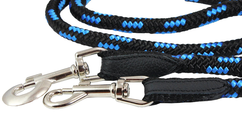 [Australia] - Adjustable Multifunctional Rope Dog Leash 42"-70" Large; 1/2" (12mm) Diam Blue/Black 