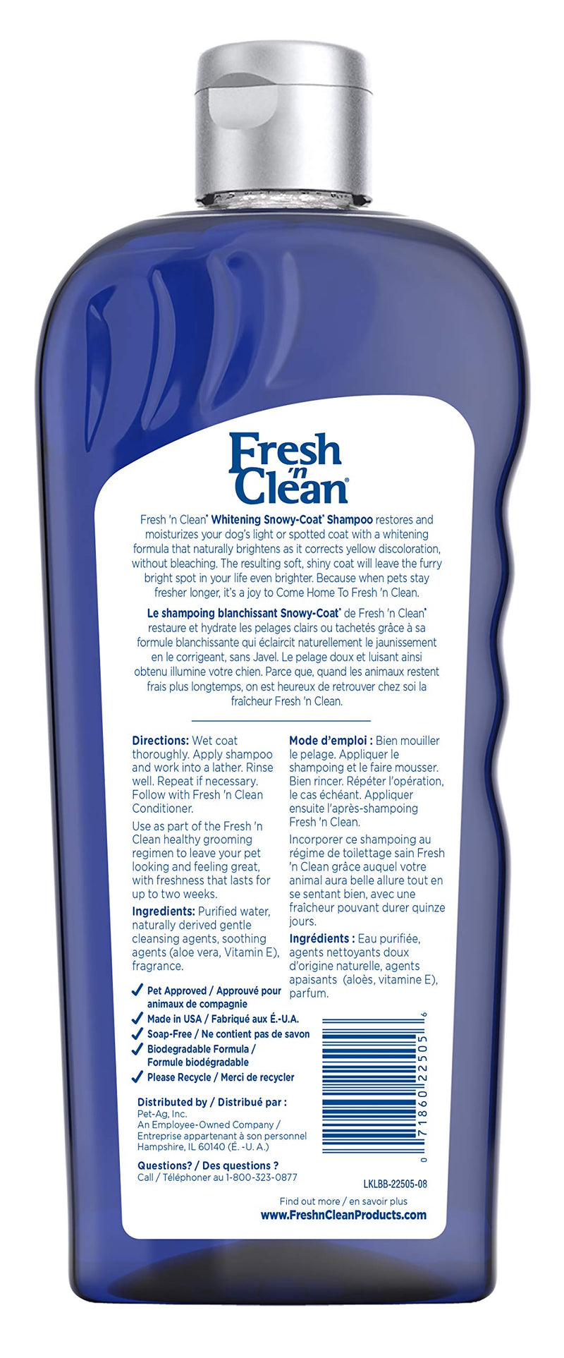 [Australia] - Fresh 'n Clean Snowy-Coat Whitening Shampoo, Sweet Vanilla Scent 18 Ounce Standard Packaging 
