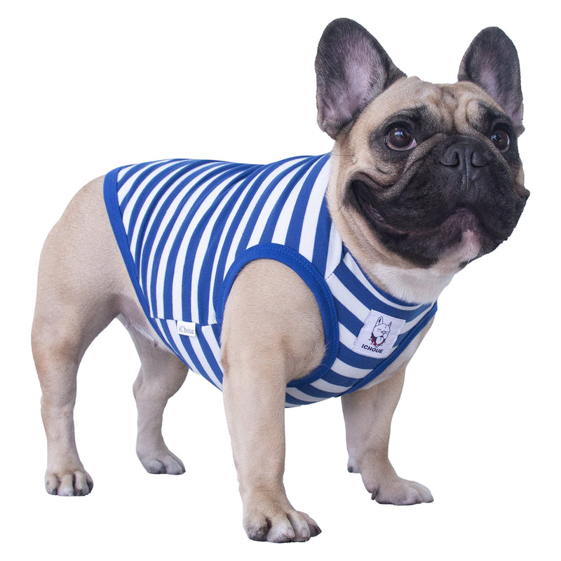 iChoue Striped Dog T Shirts Clothes Vest Tank Top Large Plus (Pack of 1) Stripes of Blue and White - PawsPlanet Australia
