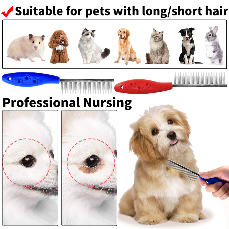 Goofong 2 pieces pet comb, grooming brush for medium and small dogs and cats with long stainless steel grooming comb teeth clean hair - PawsPlanet Australia