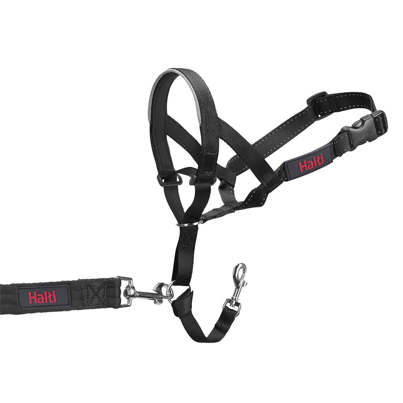 HALTI Headcollar Size 3 Black, UK Bestselling Dog Head Harness to Stop Pulling on the Lead, Easy to Use, Padded Nose Band, Adjustable & Reflective, Professional Anti-Pull Training Aid for Medium Dogs - PawsPlanet Australia