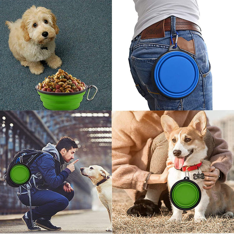 Louis Donné Collapsible Dog Bowl, 2-Pack Small Size, Food Grade Silicone BPA Free, Collapsible Expandable Dish, Pet Cat & Dog Food Water Feeding, Portable Travel Bowl Blue and Green Green and Blue - PawsPlanet Australia