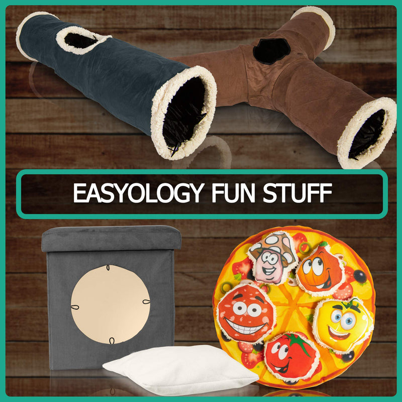 [Australia] - Easyology Premium Cat Tunnel - Interactive Cat Tube Toy with Crinkle Sound - Best Cat Tunnels for Indoor Cats - Fun Kitty Tunnel for Hiding - Collapsible Gray 