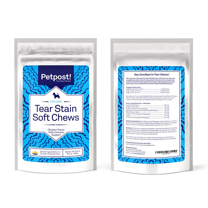 Petpost | Tear Stain Remover Chicken Flavored Soft Chews - Delicious Chicken Treat & Eye Stain Supplement for Dogs - Natural Treatment for Tear Stains on Angels (90 ct.) 90 ct. - PawsPlanet Australia