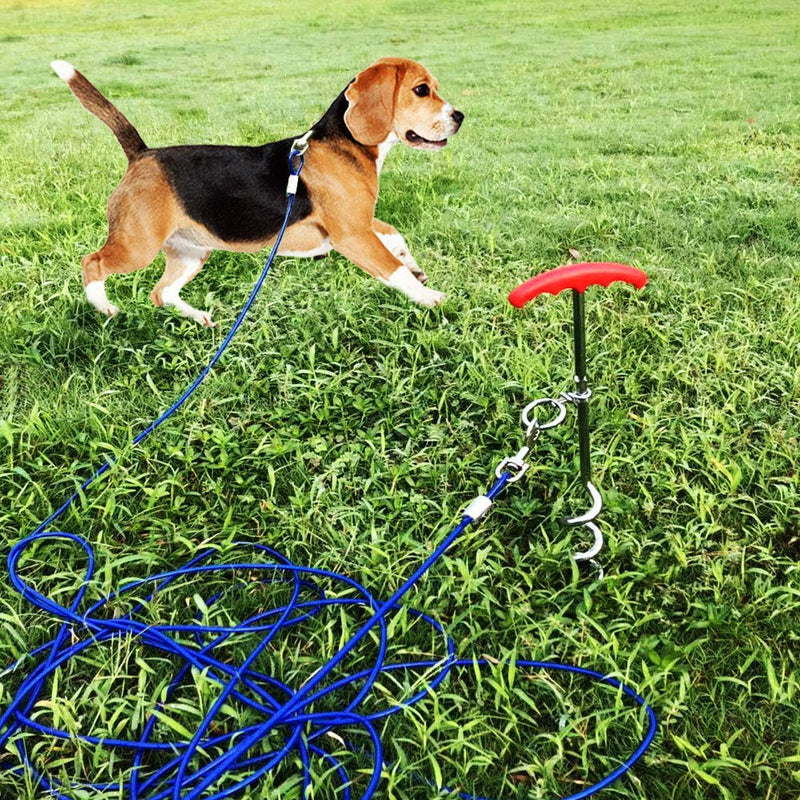 Dog Tie Out Cable,Dog Yard Leash and Stake Dog Runner with Solid Dog Chain 30ft for Medium Large Dogs Up to 125 Pound,for Camping and Garden 20ft - PawsPlanet Australia