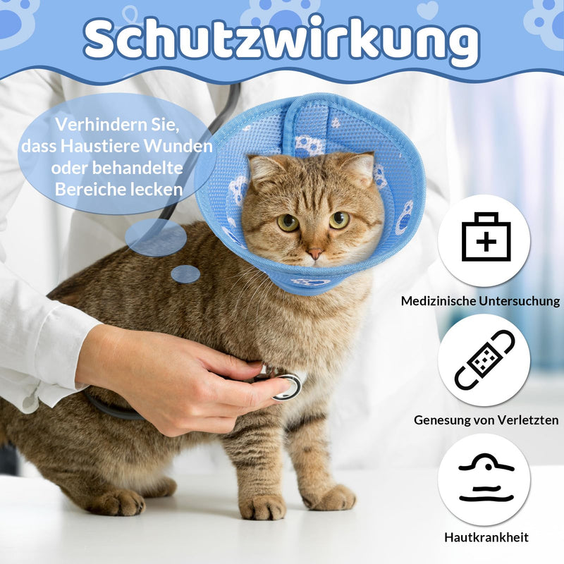 Fanshiontide Cat Neck Brace, Soft Cat Neck Brace, Adjustable Anti-Licking Anti Bite Cat Collar, Protective Collar for Cats, Puppies, Pets After Surgery and Injuries (M Blue) M - PawsPlanet Australia