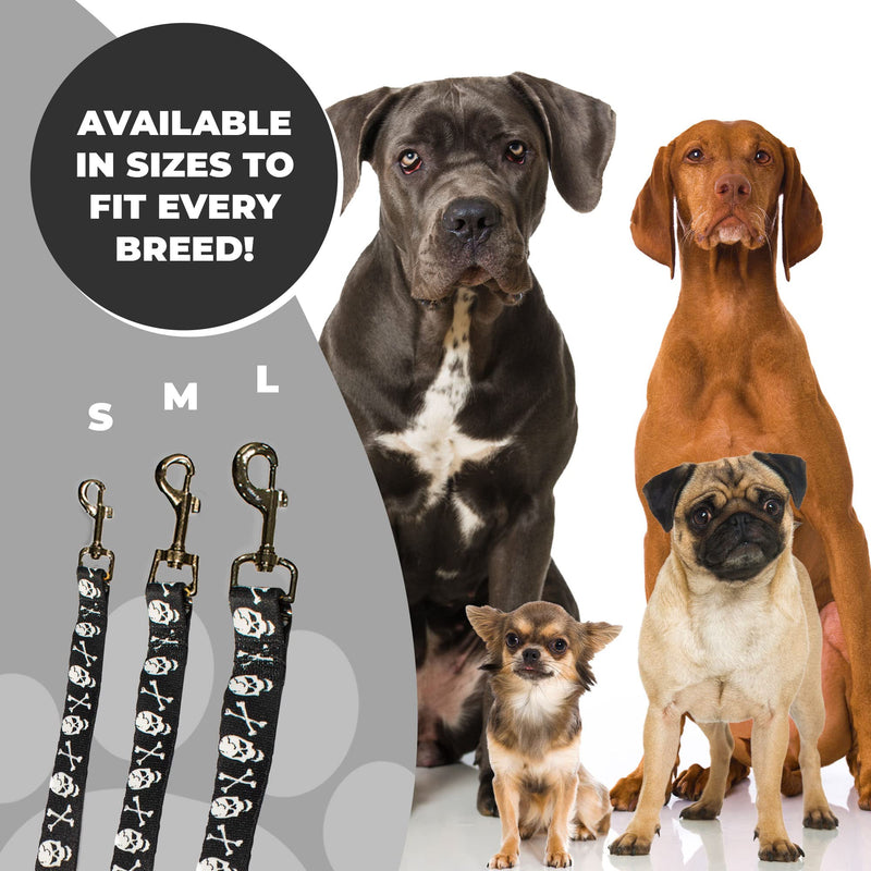 Perri’s Print - White Skulls on Black Leash, Dog Leash for Pets, Heavy-Duty Polyester Pet Leash, Durable Dog Leash Small - PawsPlanet Australia