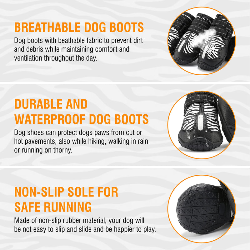 PAWOLOGY Dogs Boots Waterproof, Paw Protectors for Rain Snow Hot Pavement, Outdoor Hiking Dog Shoes, with Reflective Straps, Anti-Slip Soles, Adjustable, Durable, for Small Medium Large Dogs, 4PCS - PawsPlanet Australia