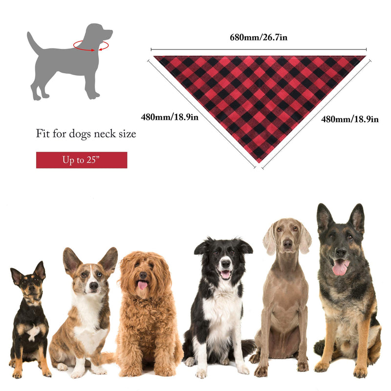 Dog Bandanas, 4pcs Washable Cotton Plaid Dog Scarf, Triangle Kerchief Dog Bibs, Accessories for Small Medium Large Sized Dogs Cat Pet (Red, Black, Blue, Green) - PawsPlanet Australia