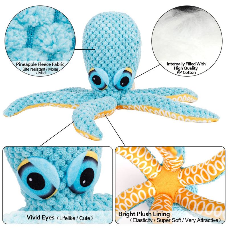 Dog squeaky toy octopus, dog toy, tug of war plush dog toy, cute squeaky dog toy with crinkle paper filled dog chew toy for puppies small, medium, large dogs - PawsPlanet Australia