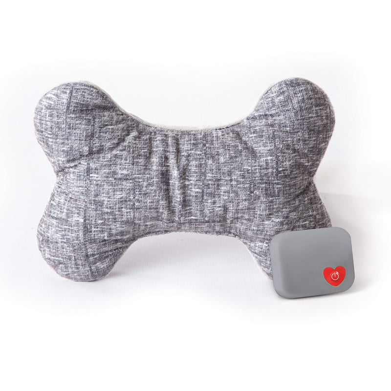 K&H Pet Products Mother's Heartbeat Pillow For Puppies and Kittens Plush Toy with Breed Specific Heartbeat Rhythm Gray Bone Pillow Large Breed Heartbeat - PawsPlanet Australia