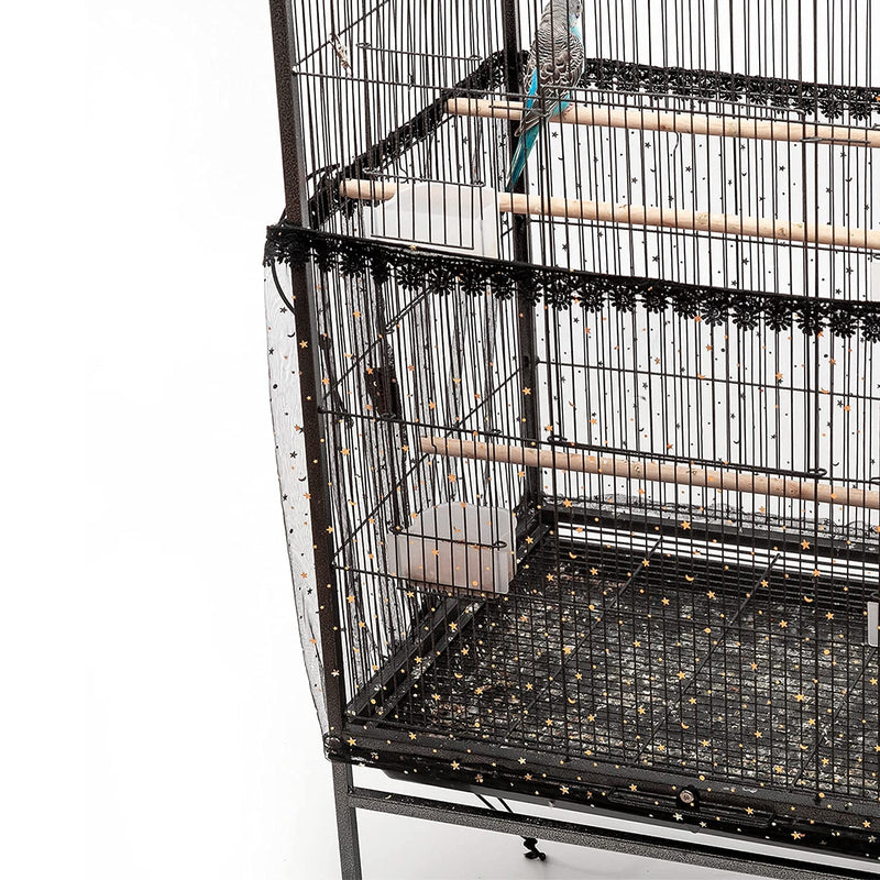 Perfitel Universal Birdcage Cover Seed Catcher Parrot Birdcage Nylon Mesh Guard Netting with lace (Not Included Birdcage,1 Piece)… 100 x 18 inch black-1 - PawsPlanet Australia