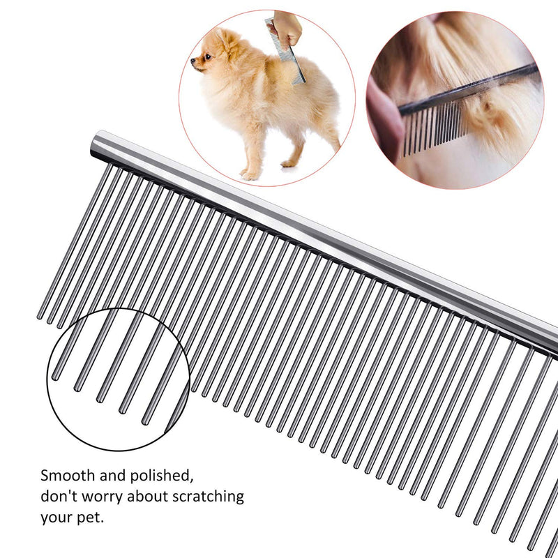 Petsvv 2 Pack Pet Stainless Steel Grooming Dog Cat Comb Tool - PawsPlanet Australia