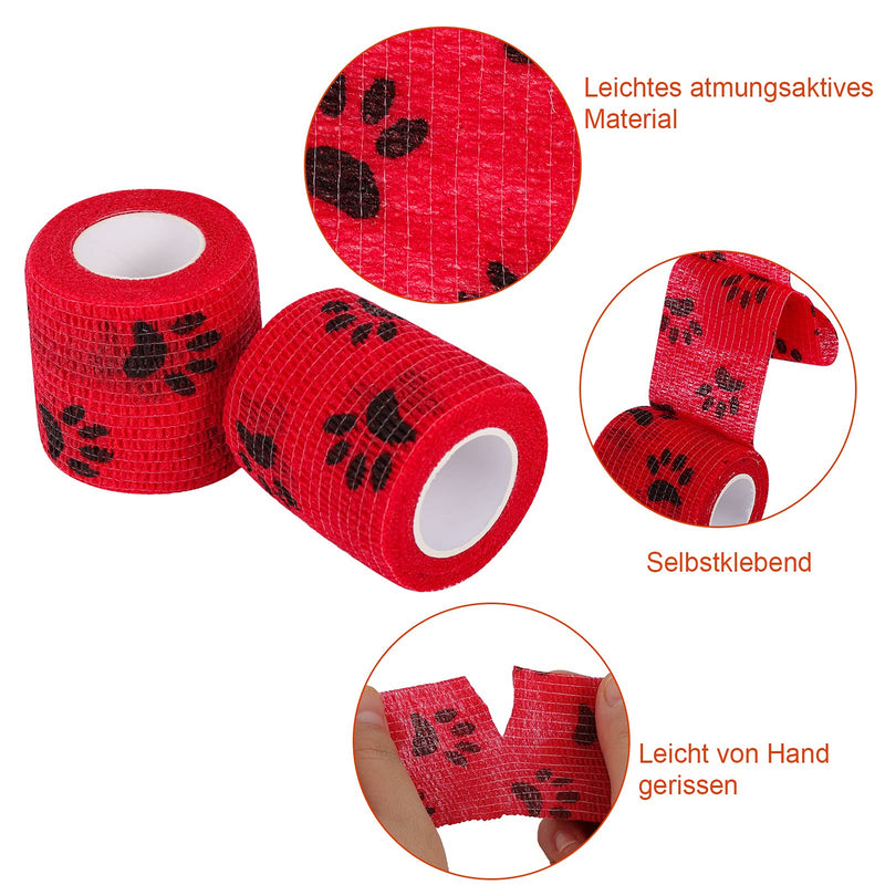Butt doll 12 pieces self-adhesive bandage, cohesive bandage, self-adhesive elastic bandage, first aid bandage for cats, dogs, wrists, ankles, 5 cm x 4.5 m - PawsPlanet Australia