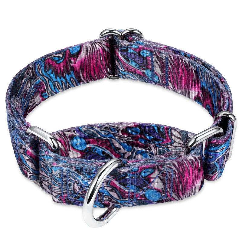 Dazzber God Beast Flame Series Martingale Dog Collar Silky Soft with Unique Dazzle Cool Patterns for Medium and Large Dogs (Extra Small, Blue) Extra Small (Pack of 1) Blue Flame - PawsPlanet Australia