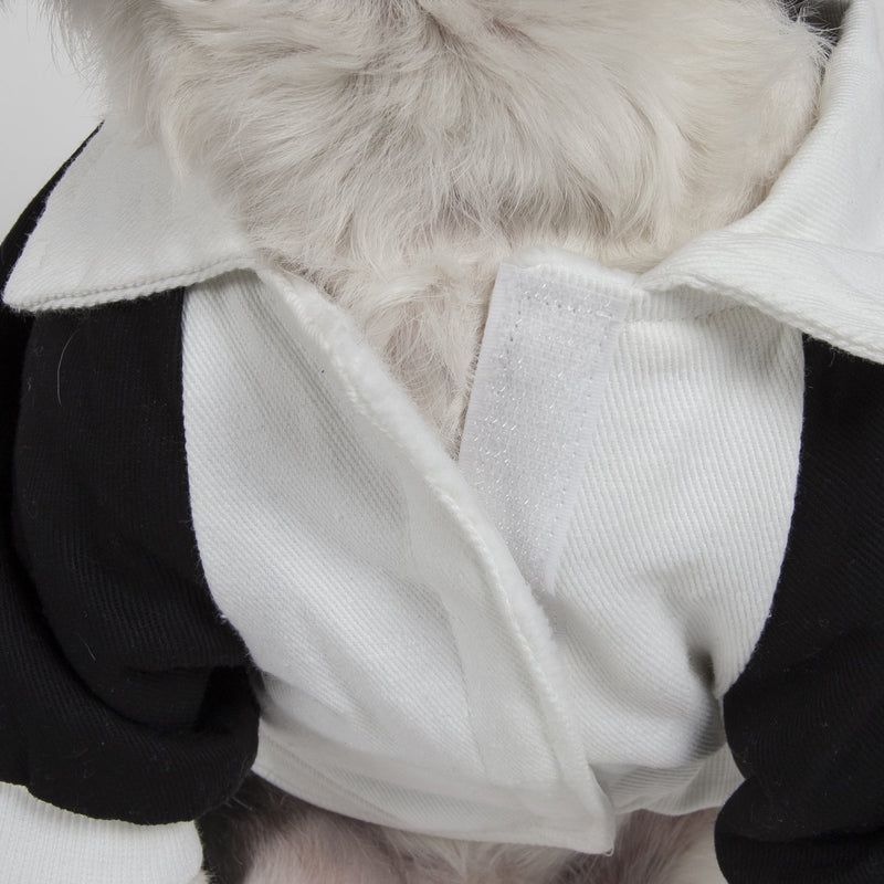 [Australia] - Varsity-Buckled Collared Pet Coat Black/White X-Small 