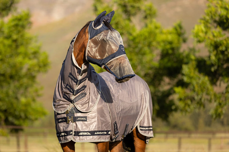 LeMieux Horse Armour Shield Pro Full Masks in Grey - Breathable Bamboo Lining - UV Protection - XS - PawsPlanet Australia