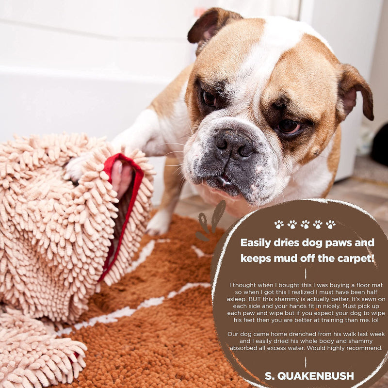 Soggy Doggy Super Shammy Absorbent Quick Drying Machine Washable Hand Pocket Clean Dog Towel Beige - PawsPlanet Australia