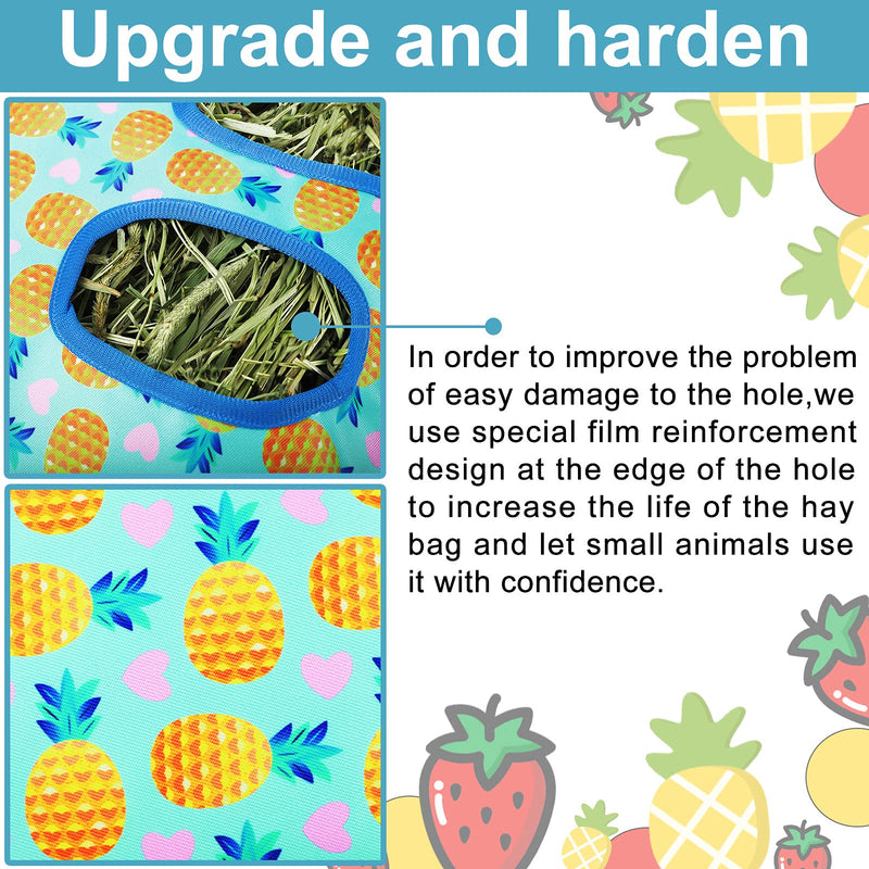 Rabbit Hay Feeder Bag Small Animal Cute Hay Feeder Bag Hanging Feeder Sack Storage with 2 Holes for Rabbit Guinea Pig Chinchilla Hamsters Small Pets (Pineapple) Pineapple - PawsPlanet Australia