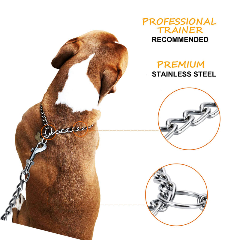 JuWow Chain Dog Training Choke Collar, Adjustable Stainless Steel Chain Slip Collar, Strong, Durable, Weather Proof, Tarnish Resistant Metal Chain, Best for Small Medium Large Dogs 16 x 0.79 Inch(Pack of 1) - PawsPlanet Australia