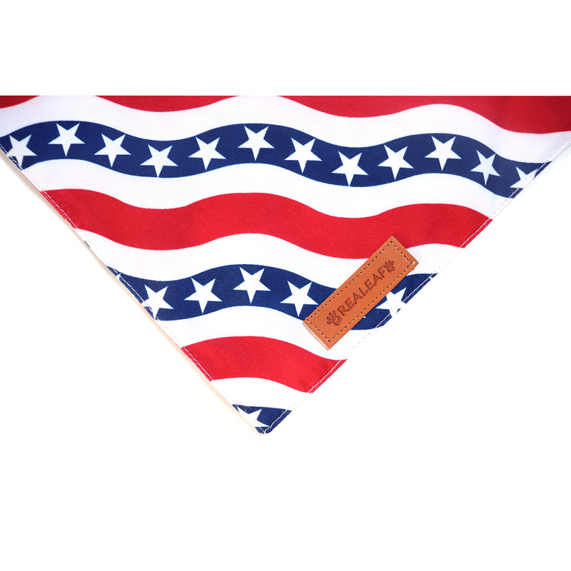 Realeaf Holiday Dog Bandanas 2 Pack, Triangle Reversible Scarves Bibs for Dogs, Premium Durable Fabric, Bandana for Small Medium Large and Extra Large Dogs Pets 4th of July - PawsPlanet Australia