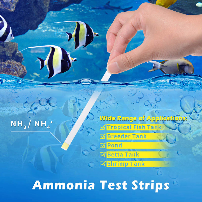 [Australia] - BOSIKE Ammonia Test Strips for Aquariums,Water Test Kit for Freshwater/Saltwater/Fish Tanks/Fish Ponds Monitor Aquarium Water Quality, NH3/NH+4 Test Strips for Accurate Water Evaluation(50 Strips) 