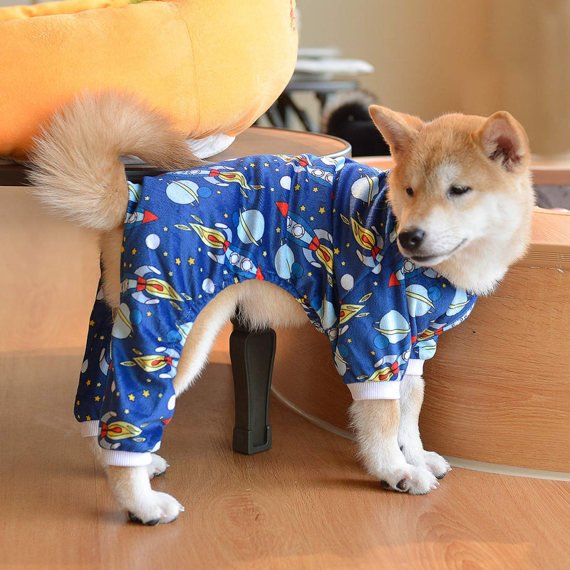 [Australia] - CuteBone Dog Pjs Onesies Pet Clothes Jumpsuit Apparel Soft Pajamas M (Chest Girth16.5’’) Rocket 