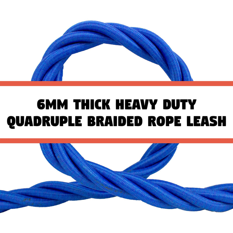 [Australia] - Heavy Duty Braided Bungee Pet Dog Leash with 5 Foot Durable Shock Absorbing Design and Padded Handle Black & Orange or Red & Blue in 6 MM and 8 MM for Small and Large Dogs Blue / Red 