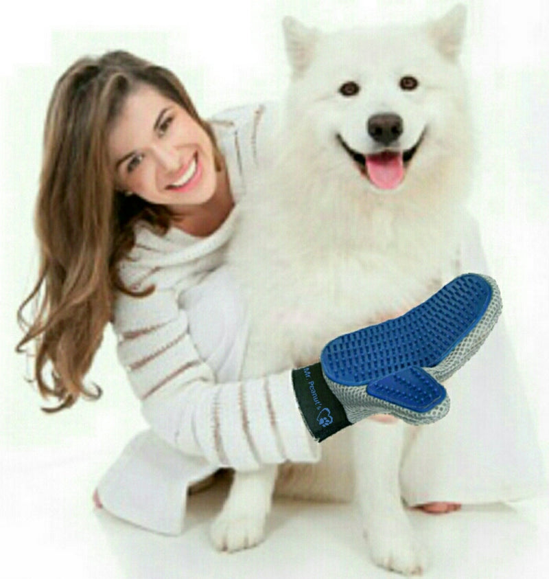 Mr. Peanut's Grooming Glove Brush and Deshedding Aid - Pet Hair Remover Mitt - for Long and Short Hair Grooming of Dogs, Horses, Bunnies and Some Agreeable Cats - PawsPlanet Australia