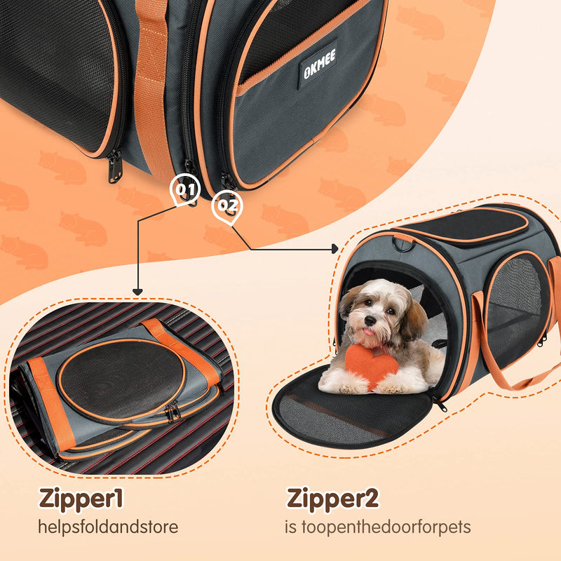 OKMEE Cat Carrier Puppy Carrier with 5-Side Breathable Foldable Mesh Windows with Robust Steel Frame Structure for Pet, Perfect For Airline/Train/Car Travel with Shoulder Strap - PawsPlanet Australia