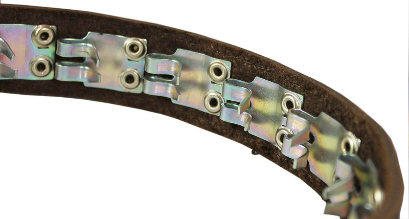 [Australia] - Training Pinch and Genuine Leather Studded Dog Collar Fits 16"-19" Neck Brown 24"x1" Wide 