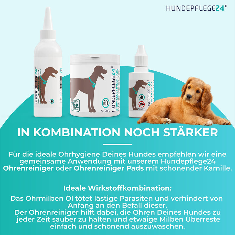 Hundepflege24 ear mite oil for dogs, cats & pets - 100% natural & vegan ear care against itching, fungus & mite infestation - highly effective natural product against mites 2x 50ml - PawsPlanet Australia