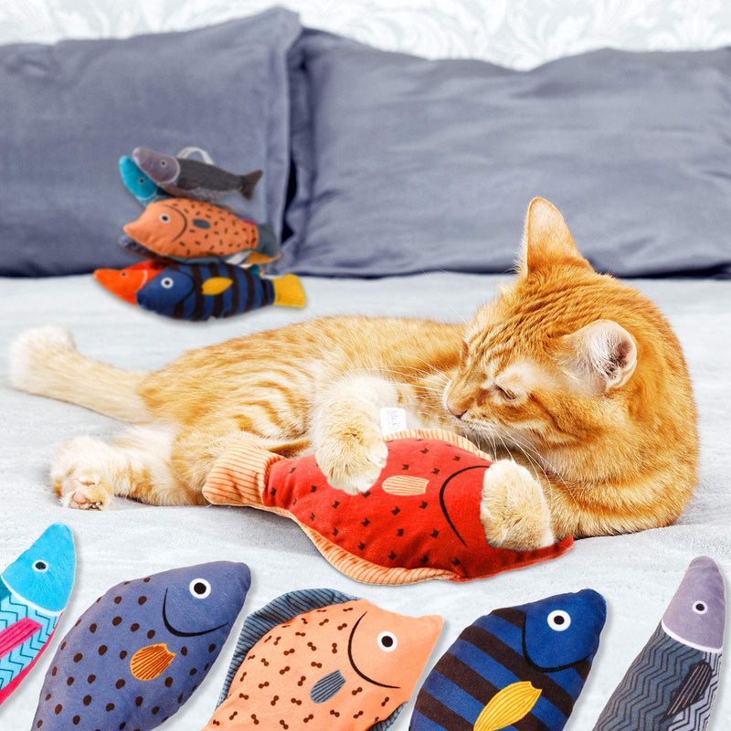 Chivao 7 Pieces Plush Kitten Cat Toys, Cartoon Fishes Cat Catnip Toys for Indoor Cats, Stuffed Chew Bite Catnip Teething Toy Set for Kitten - PawsPlanet Australia