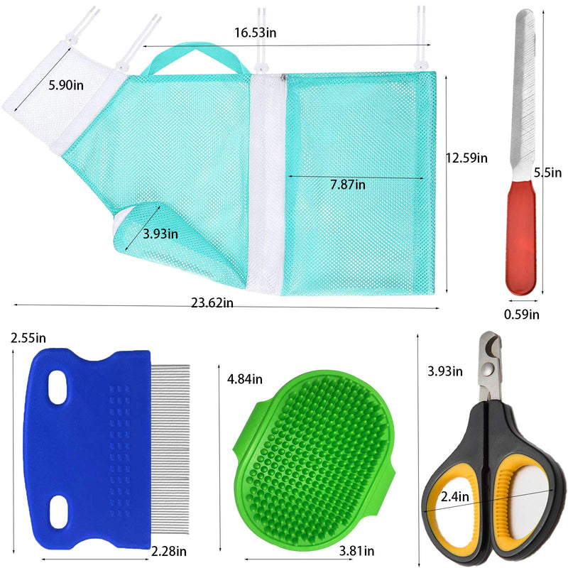 5 Pieces Cat Bathing Bag Cat Shower Net Pet Bag Cat Grooming Washer Mesh Bag Adjustable Breathable Multifunctional Anti-Bite and Anti-Scratch Restraint Bag with Pets Nail Clippers for Cat's Bathing Green - PawsPlanet Australia