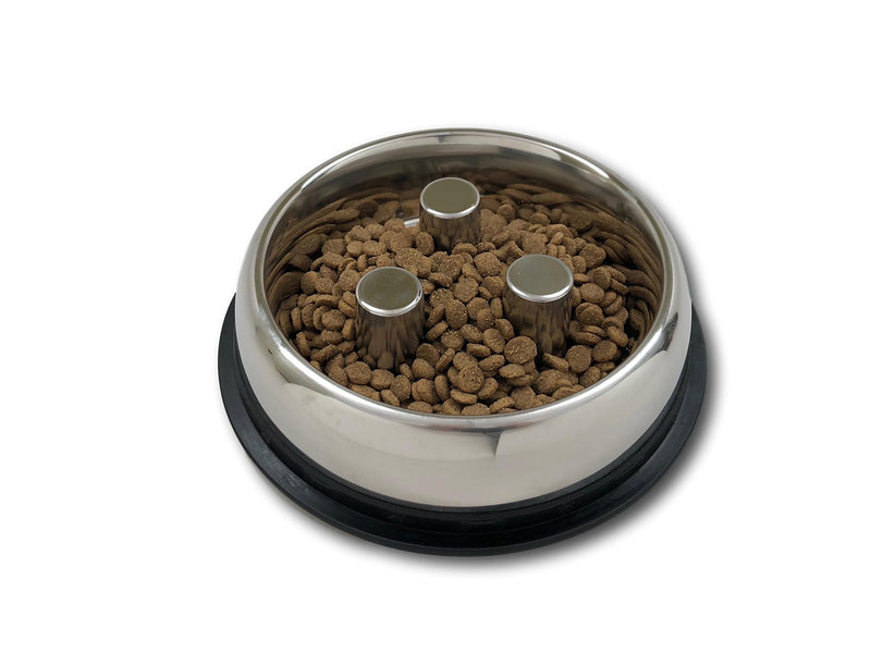 [Australia] - Top Dog Chews Brake-Fast Slow Feed Stainless Steel Bowls 2 Quart, 64oz, 5 Cups 