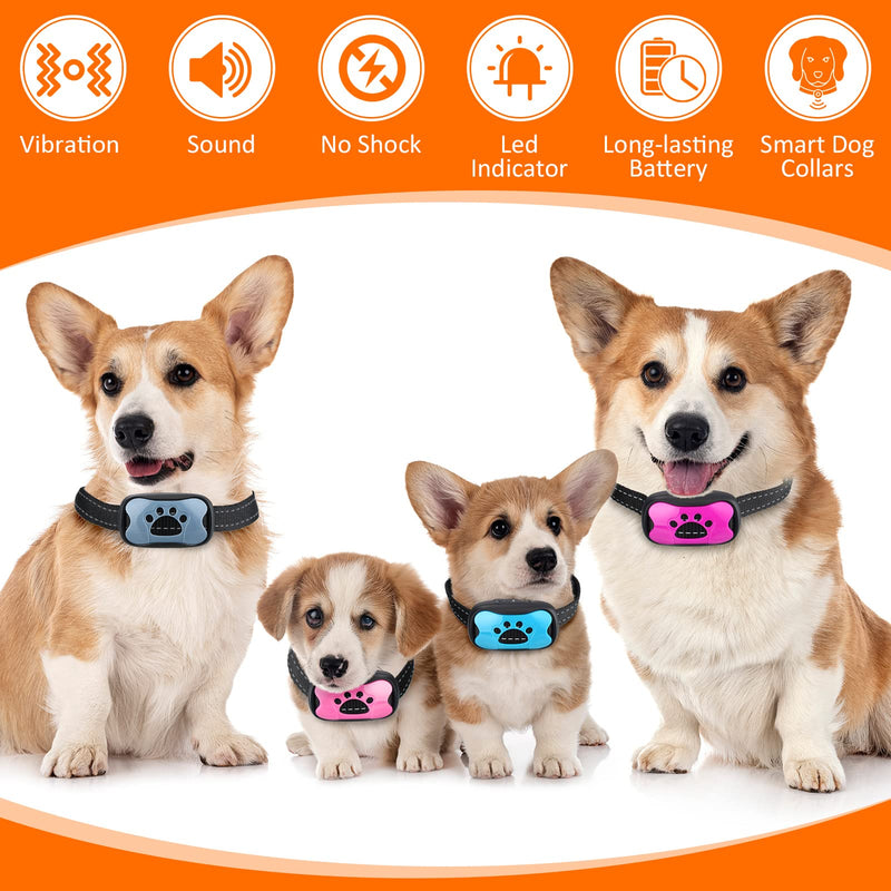 6 Pcs Dog Bark Collar No Shock Barking Collar Adjustable Anti Barking Collar with 7 Levels Stop Barking Device with Vibration Correction LED Indicator No Barking Collar for Small Medium Large Dogs - PawsPlanet Australia