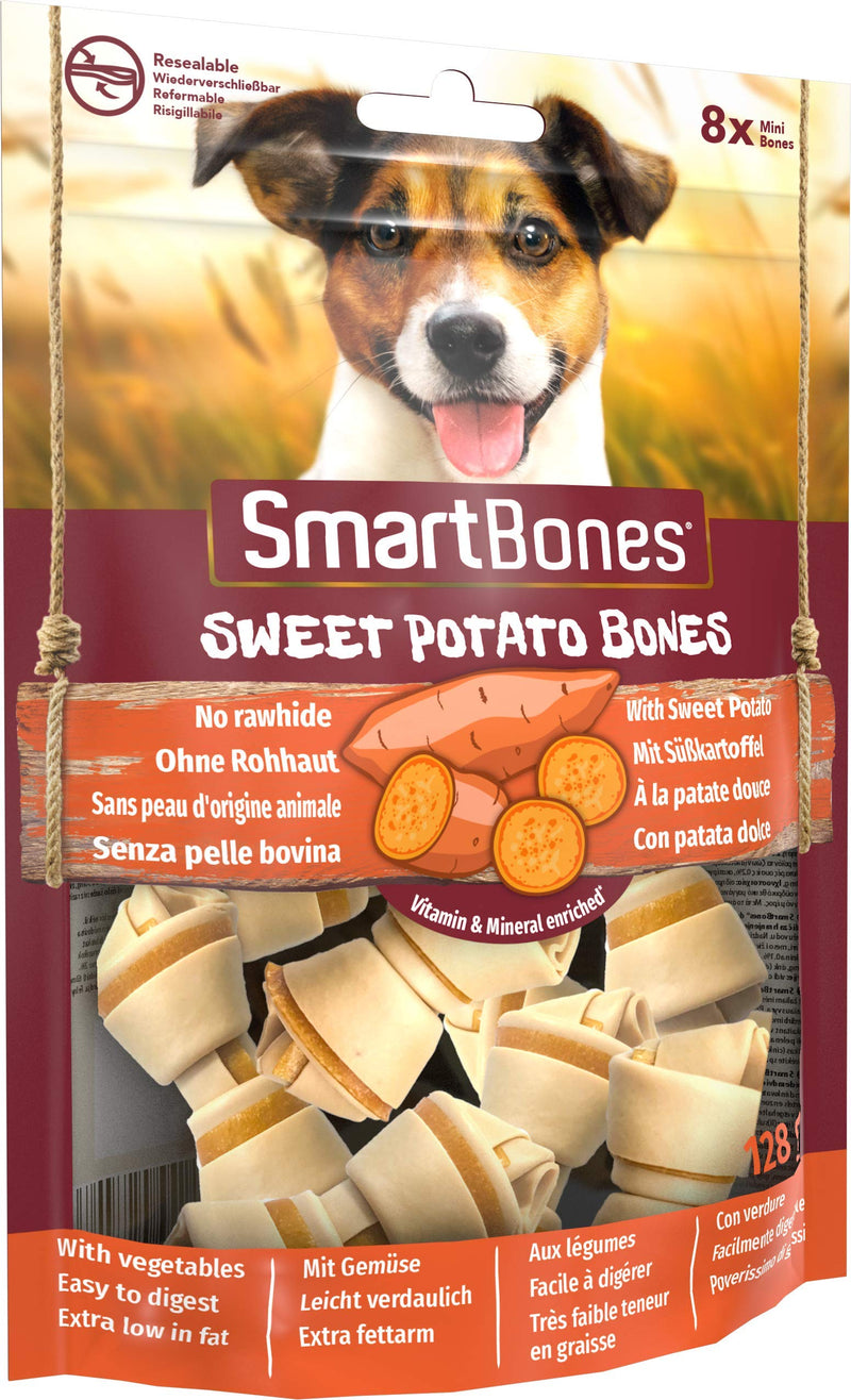 SmartBones Mini Sweet Potato Bones Rawhide-Free Chewy Treats for Dogs, Made With Vegetables, 8 Count S (Pack of 8) - PawsPlanet Australia