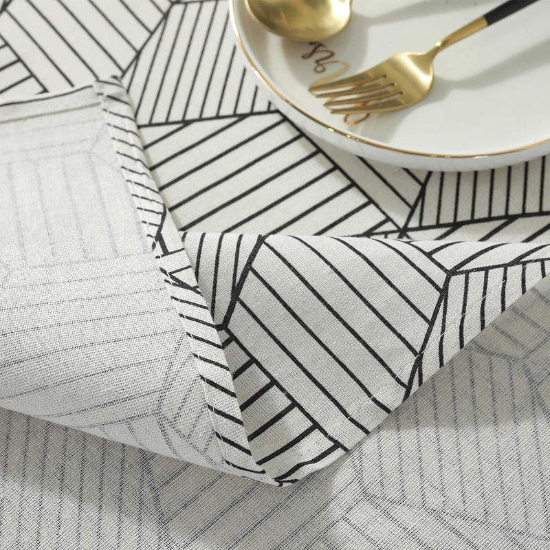 SASTYBALE Rectangle Tablecloth Geometric Style Cotton Linen Table Cloth Dust-Proof Table Cover for Kitchen Dinning Tabletop Decoration (Rectangle/Oblong, 52" x 70" (4-6 Seats), White) A-white Rectangle/Oblong, 52" x 70" (4-6 Seats) - PawsPlanet Australia