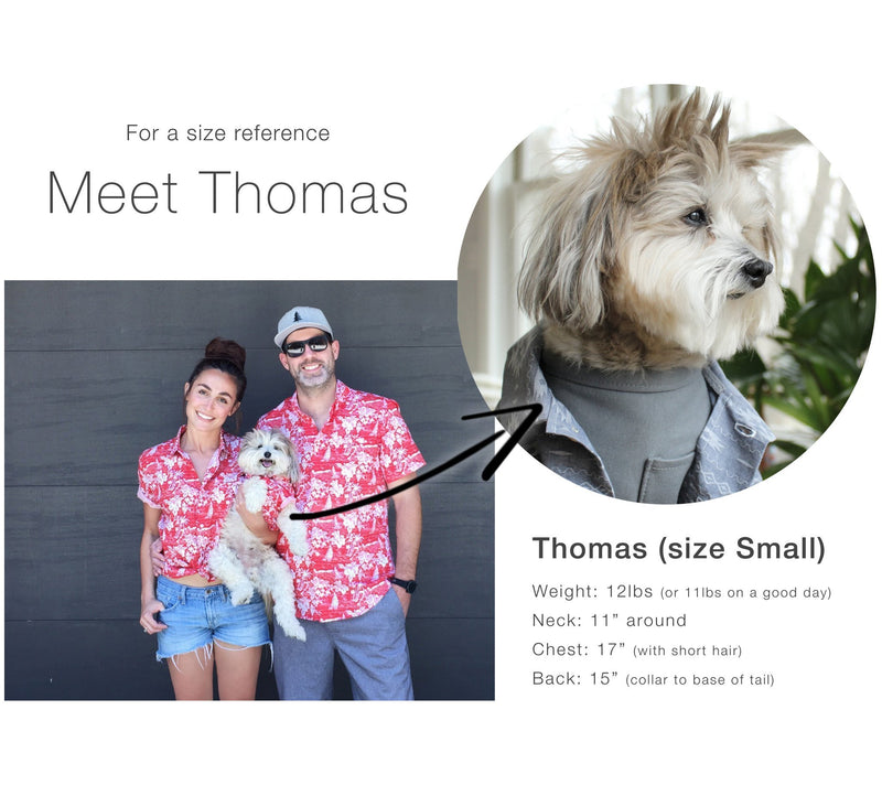 [Australia] - Dog Threads™ Cool Breeze BBQ Shirt Denim Floral Print Button Down Dog Shirt Navy L (chest 24"-28") 